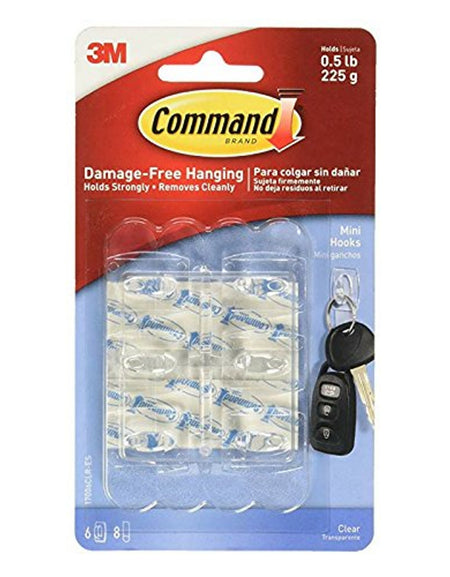 Command Mini Clear Hooks (Pack of 4)