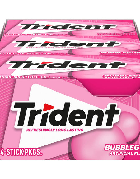 Trident Bubblegum Sugar-Free Gum (14 Pieces, 12 Pack)