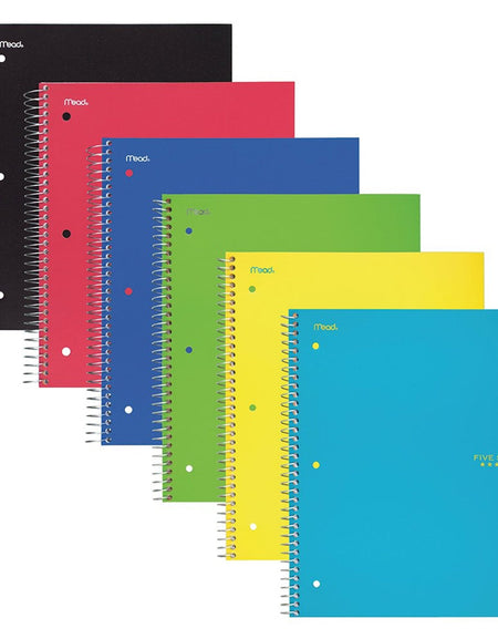 Five Star Spiral Notebook 2-Subject College Ruled (120 Sheets, 6 Pack)