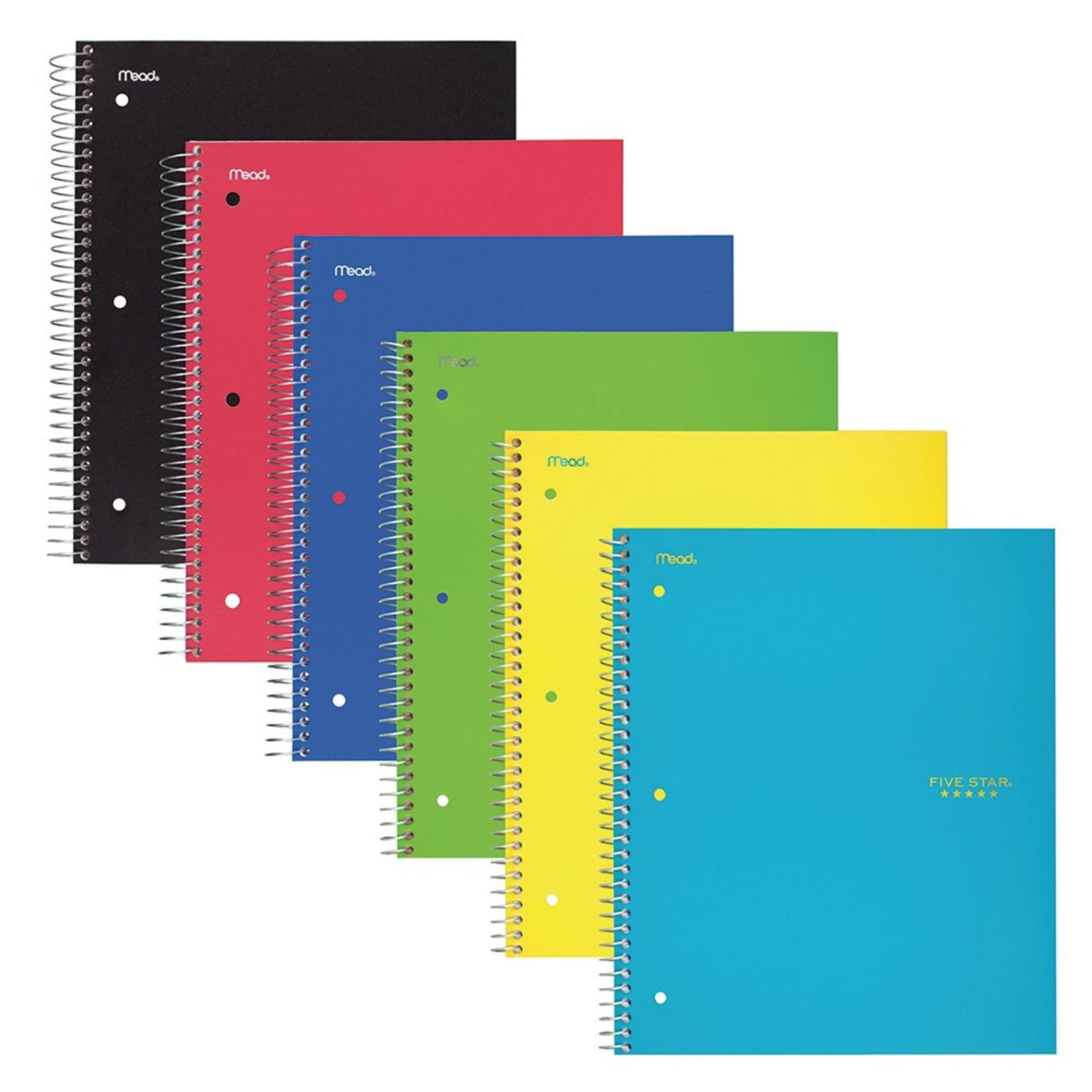 Five Star Spiral Notebook 2-Subject College Ruled (120 Sheets, 6 Pack)