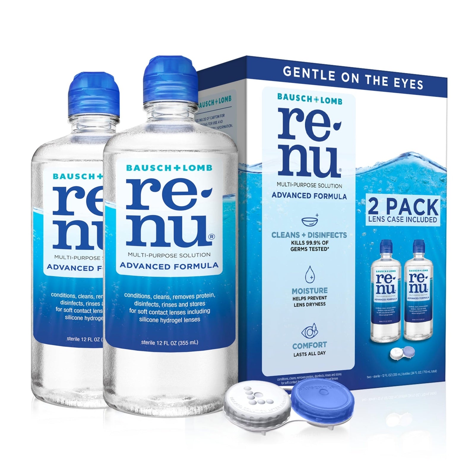 Renu Contact Lens Solution with Case (12 oz, 2 Pack)