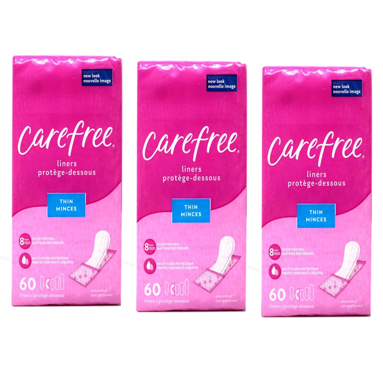 Carefree Pantiliners Thin To Go Unscented (60 ct, 3-pack)