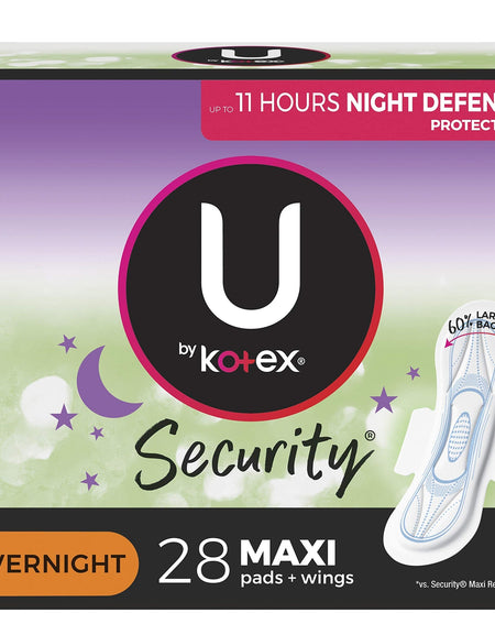 U by Kotex Maxi Overnight Pads With Wings (28 Count)