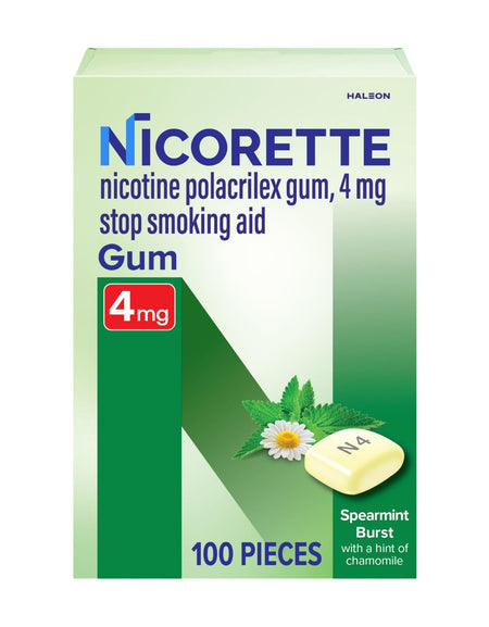 Nicorette Nicotine Gum Spearmint Burst 4mg (100 Count)