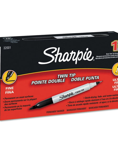 Sharpie Twin-Tip Permanent Marker Black (2 Pack)