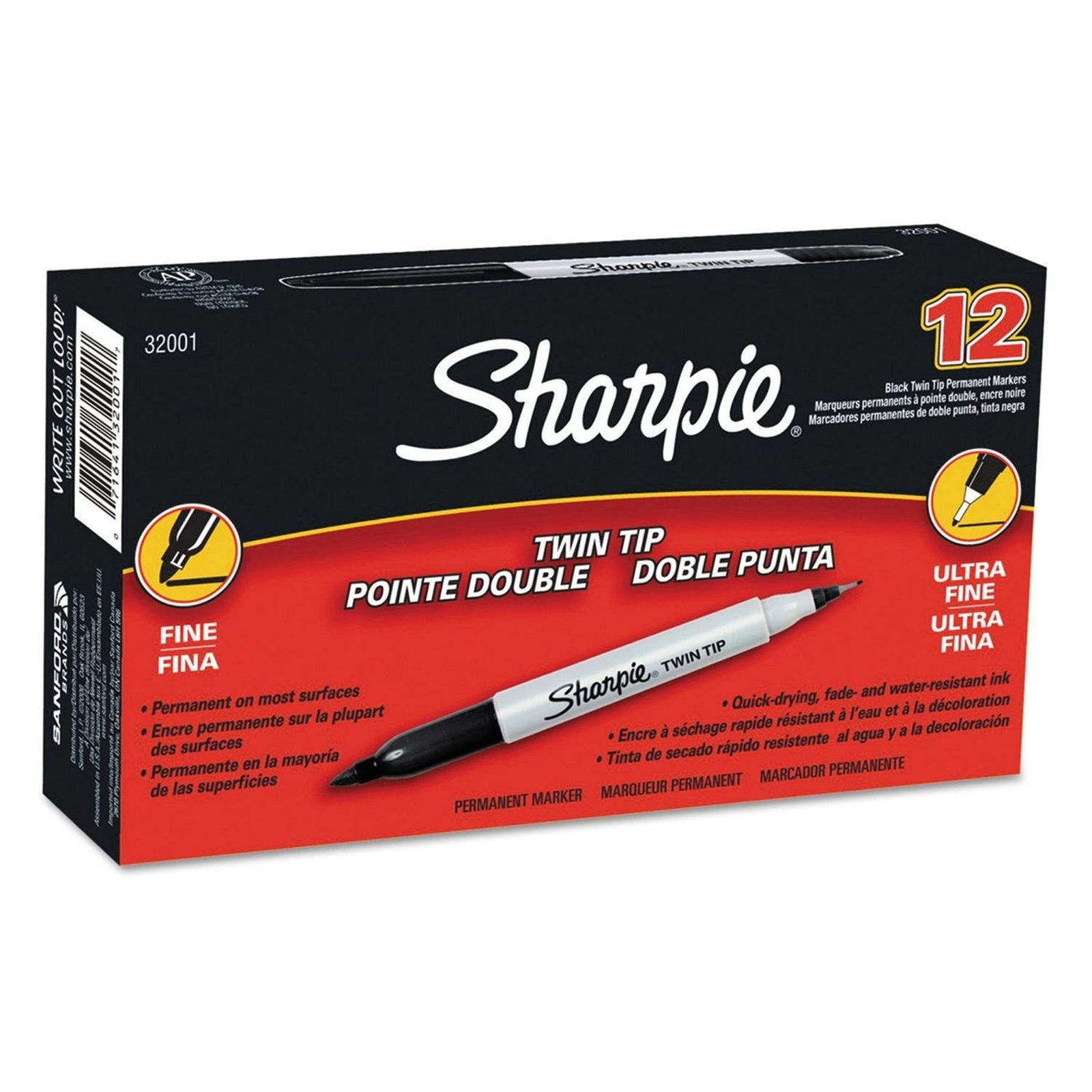 Sharpie Twin-Tip Permanent Marker Black (2 Pack)