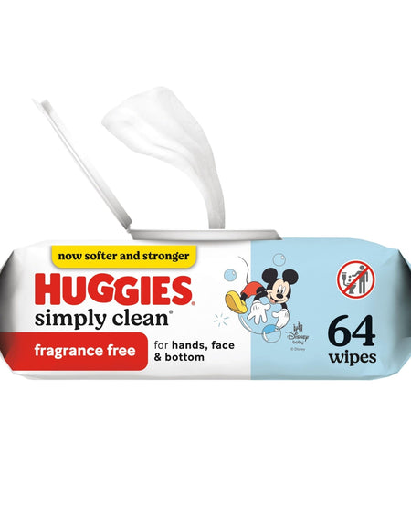 Huggies Simply Clean Baby Wipes Unscented (64 Count)