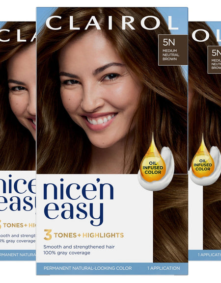 Clairol Nice’n Easy Medium Neutral Brown Hair Dye (3 ct)