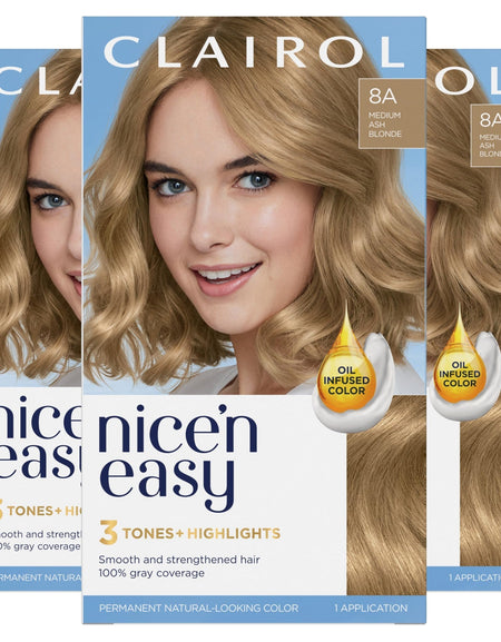 Clairol Nice’n Easy Medium Ash Blonde Hair Dye (3 ct)