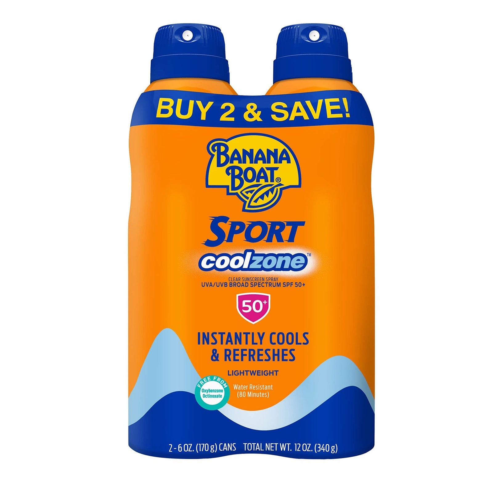 Banana Boat Sport Cool Zone SPF 50 Spray (6 oz, 2-pack)