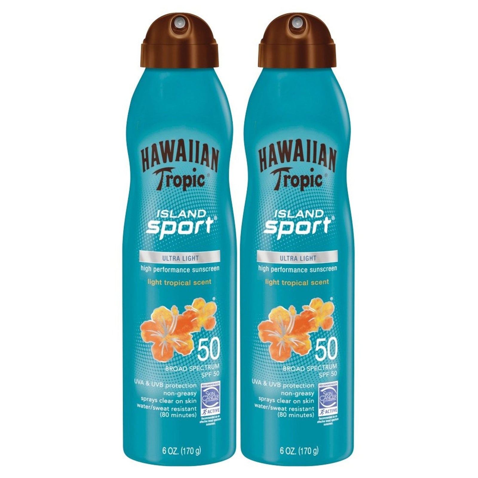 Hawaiian Tropic Island Sport SPF 50 Spray (6 oz, 2-pack)