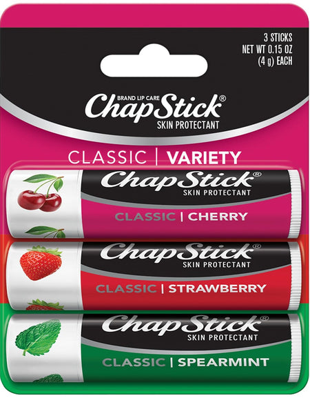 ChapStick Lip Balm Set – Spearmint, Cherry, Strawberry (3-pack)