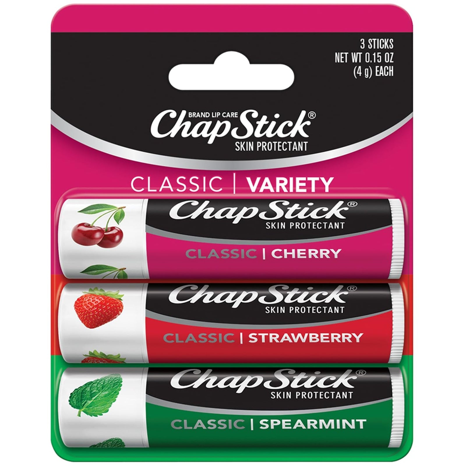 ChapStick Lip Balm Set – Spearmint, Cherry, Strawberry (3-pack)