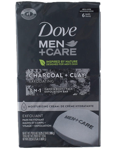 Dove Men+Care Body and Face Bar Charcoal + Clay (4 oz, 6 Bars)