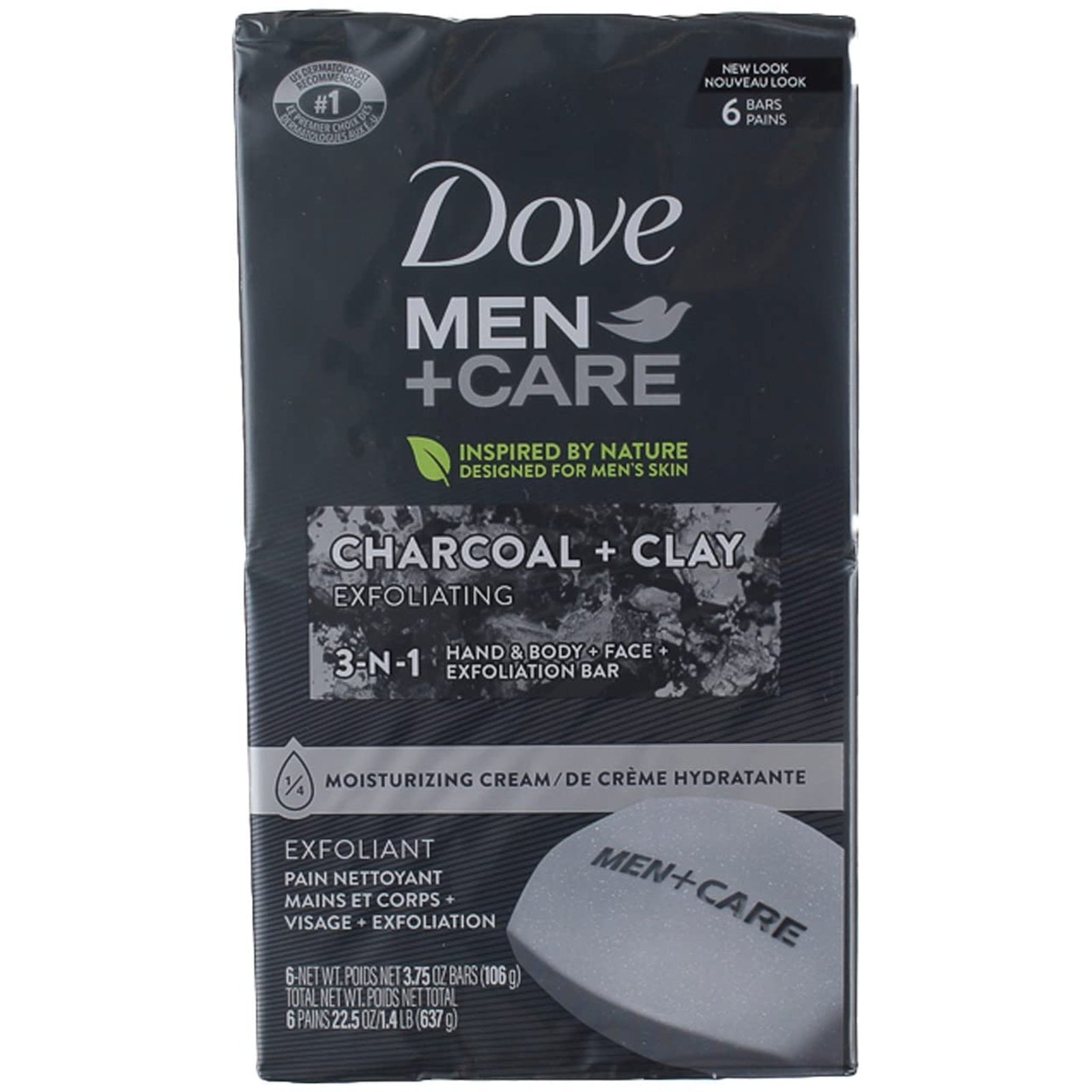 Dove Men+Care Body and Face Bar Charcoal + Clay (4 oz, 6 Bars)