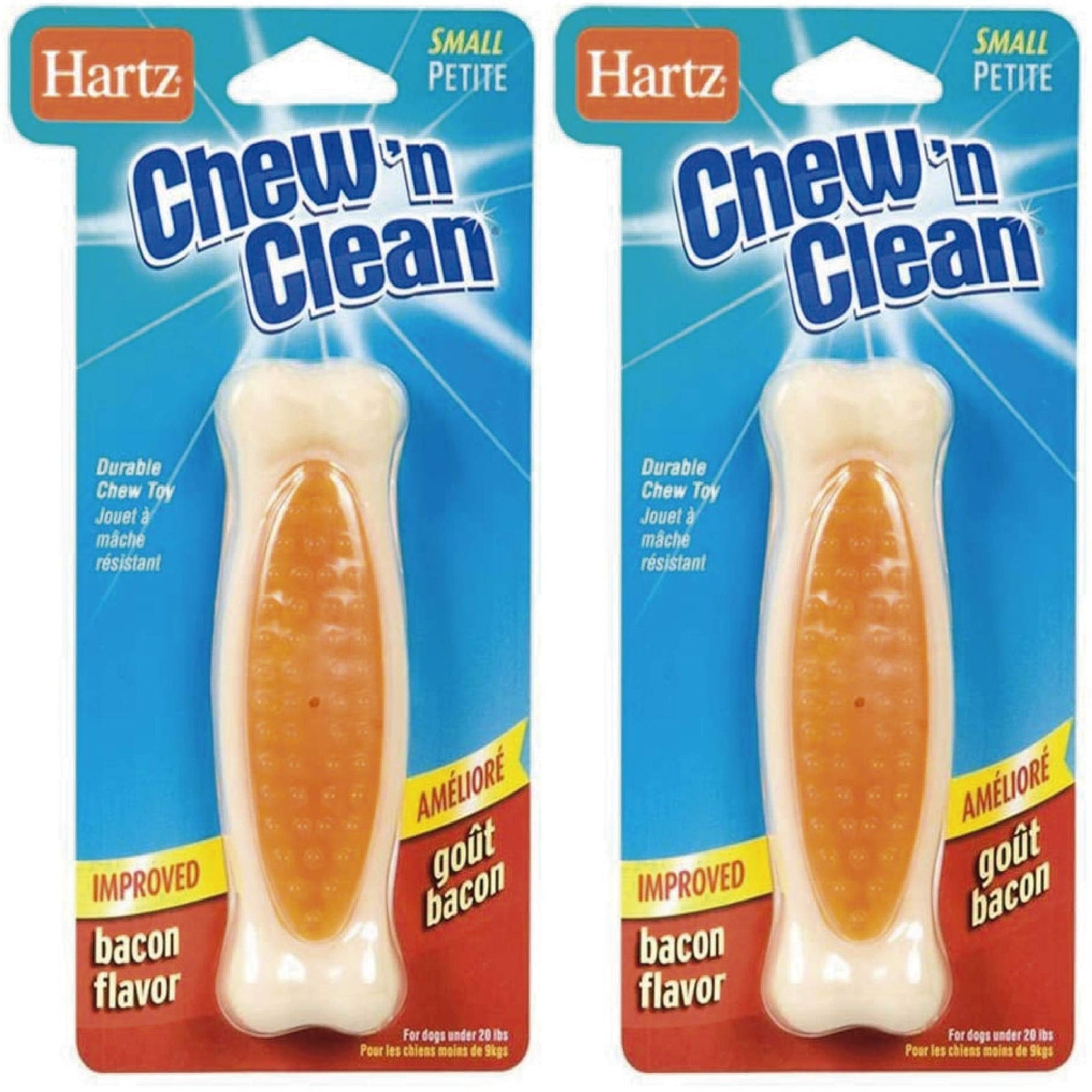 Hartz Chew’n Clean Tuff Bone Bacon Toy (2-pack)