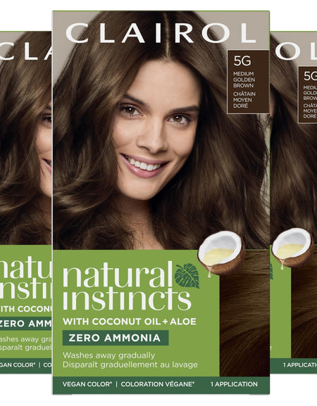 Clairol Natural Instincts Hair Dye Medium Golden Brown (3 Pack)