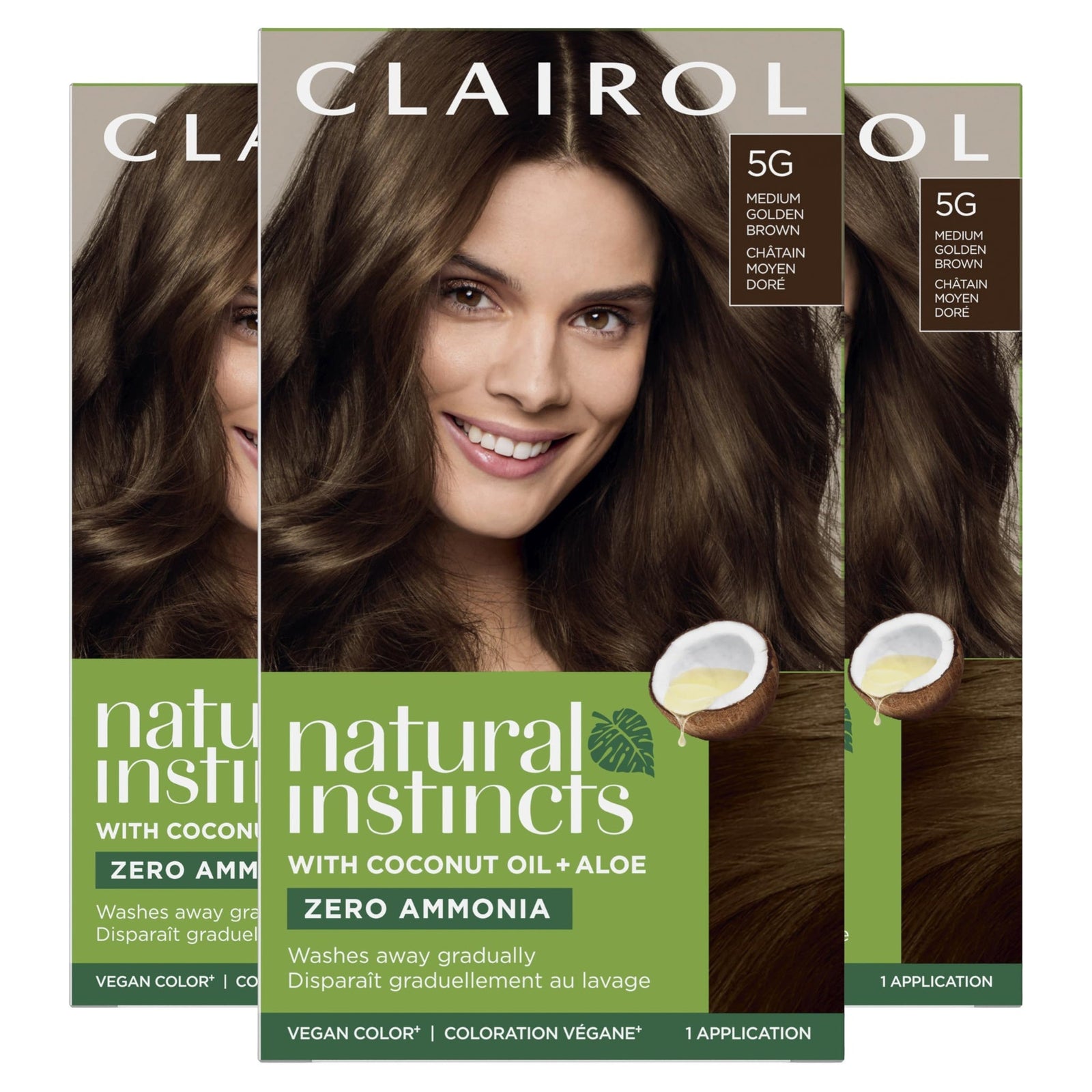 Clairol Natural Instincts Hair Dye Medium Golden Brown (3 Pack)