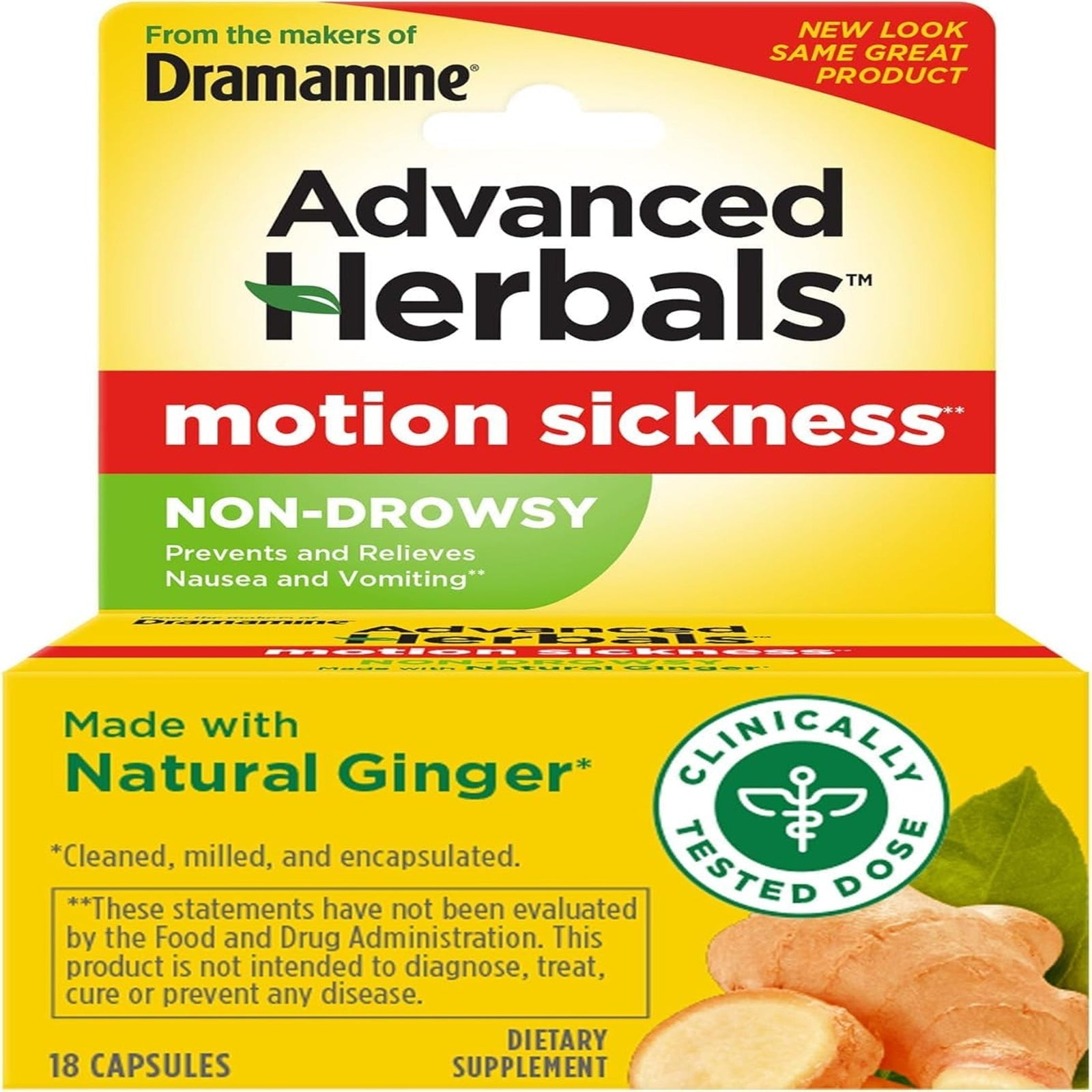 Dramamine Advanced Herbals Motion Relief (18 ct, 3 Pack)