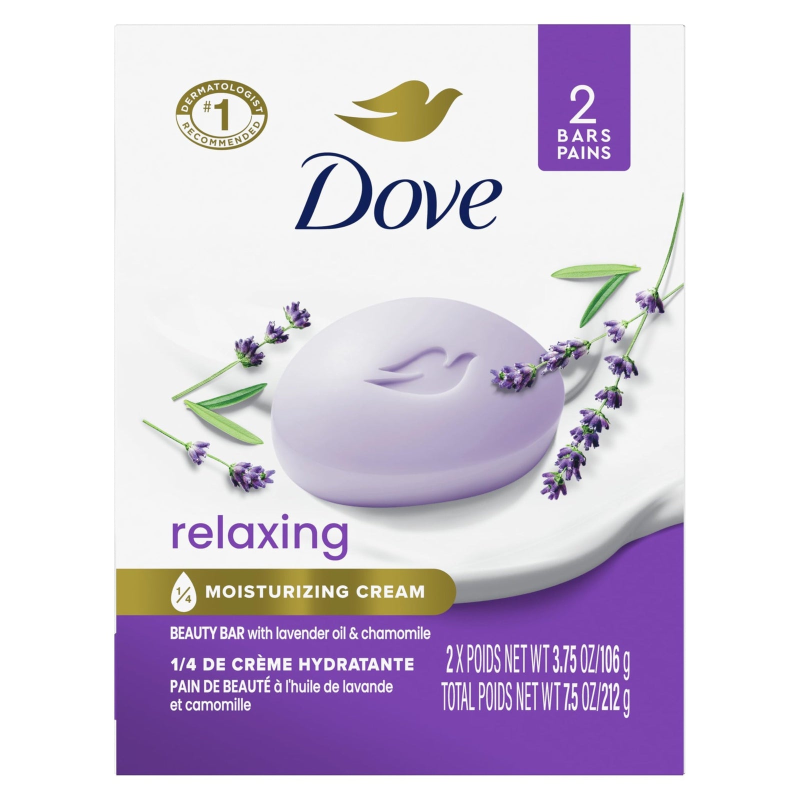 Dove Beauty Bar Lavender & Chamomile (3.75 oz, 2-pack)