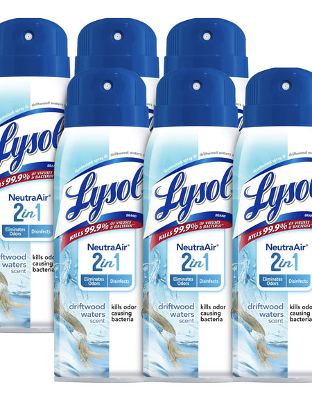 Lysol Neutra Air 2-in-1 Disinfectant Spray Driftwood Waters (10 oz, 6-pack)