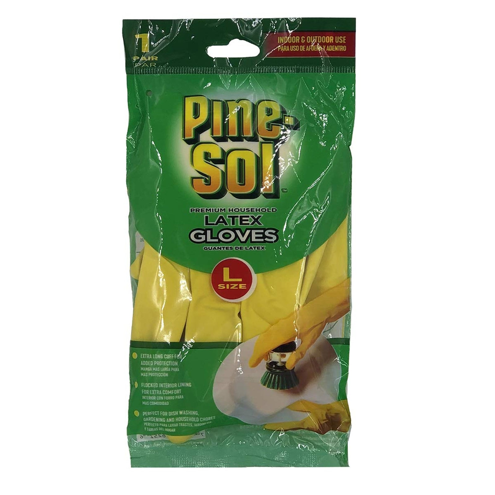 Pine-Sol Latex Gloves Yellow (1 Pair, Large)
