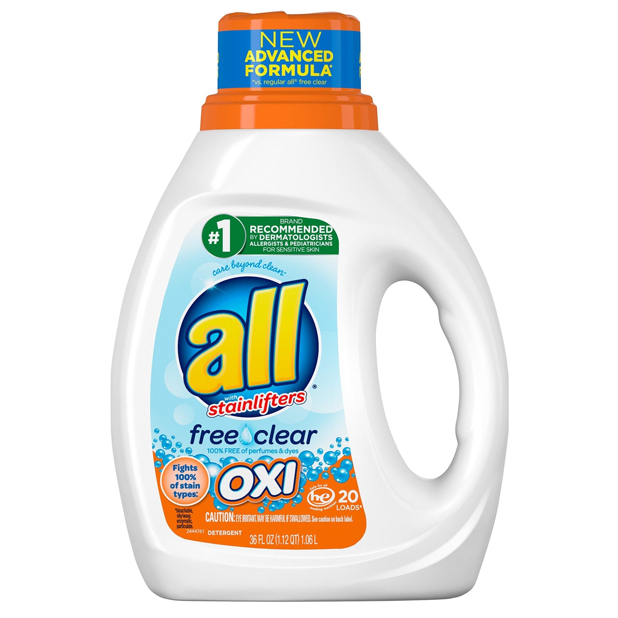 All Laundry Detergent with OXI Free Clear (36 oz, 20 Loads)