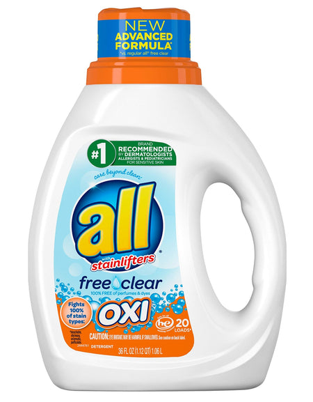 All Laundry Detergent with OXI Free Clear (36 oz, 20 Loads)