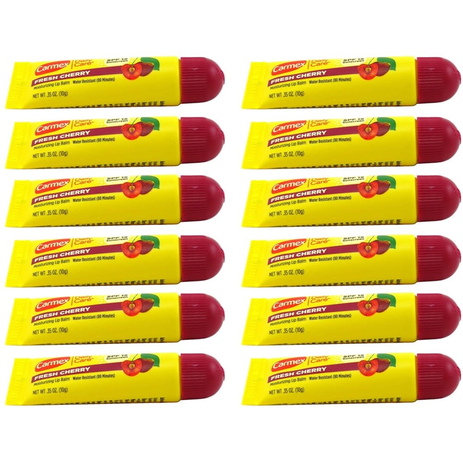 Carmex Lip Balm Tube Cherry SPF 15 (0.35 oz, 12-pack)