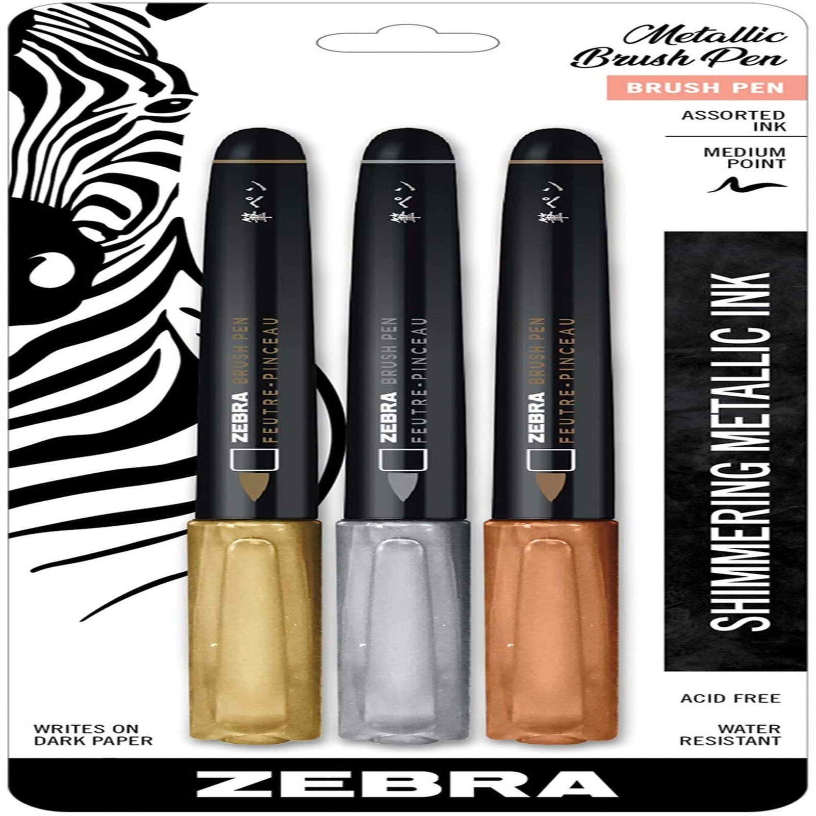 Zebra Metallic Brush Pen (21-pack)