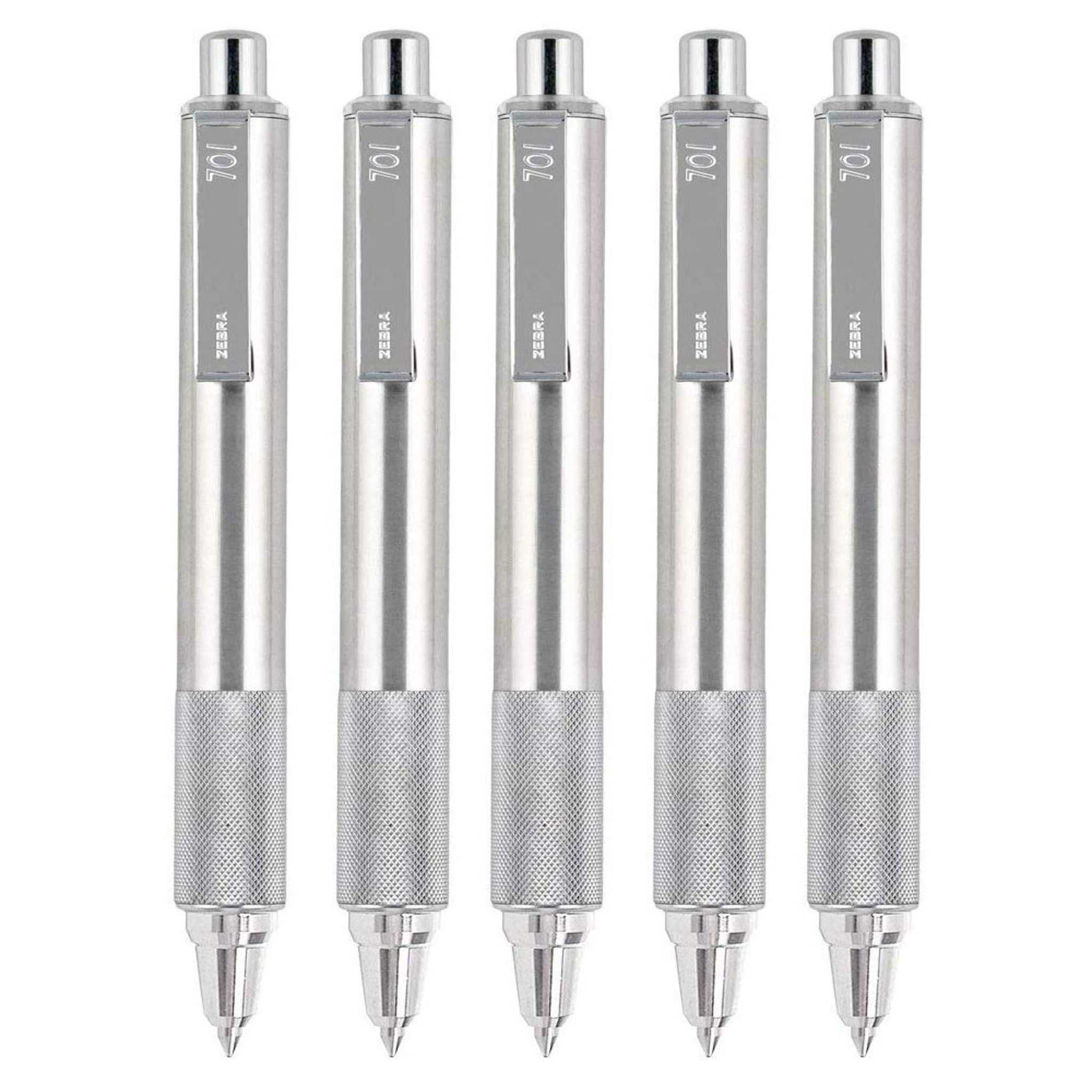 Zebra F-701 Stainless Steel Pen Black Ink (5-pack)