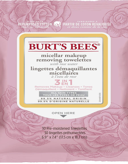 Burt's Bees Facial Cleansing Towelettes Rose Water (30 Count)