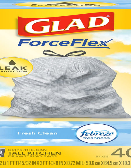 Glad OdorShield Trash Bags Fresh Clean (13 gal, 40 ct)