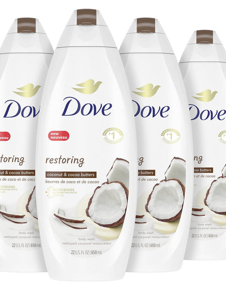 Dove Body Wash Coconut & Cocoa Butter (22 oz, 4-pack)