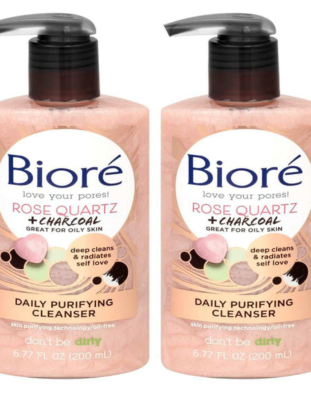 Biore Cleanser Rose Quartz + Charcoal (6.77 oz, 2 Pack)