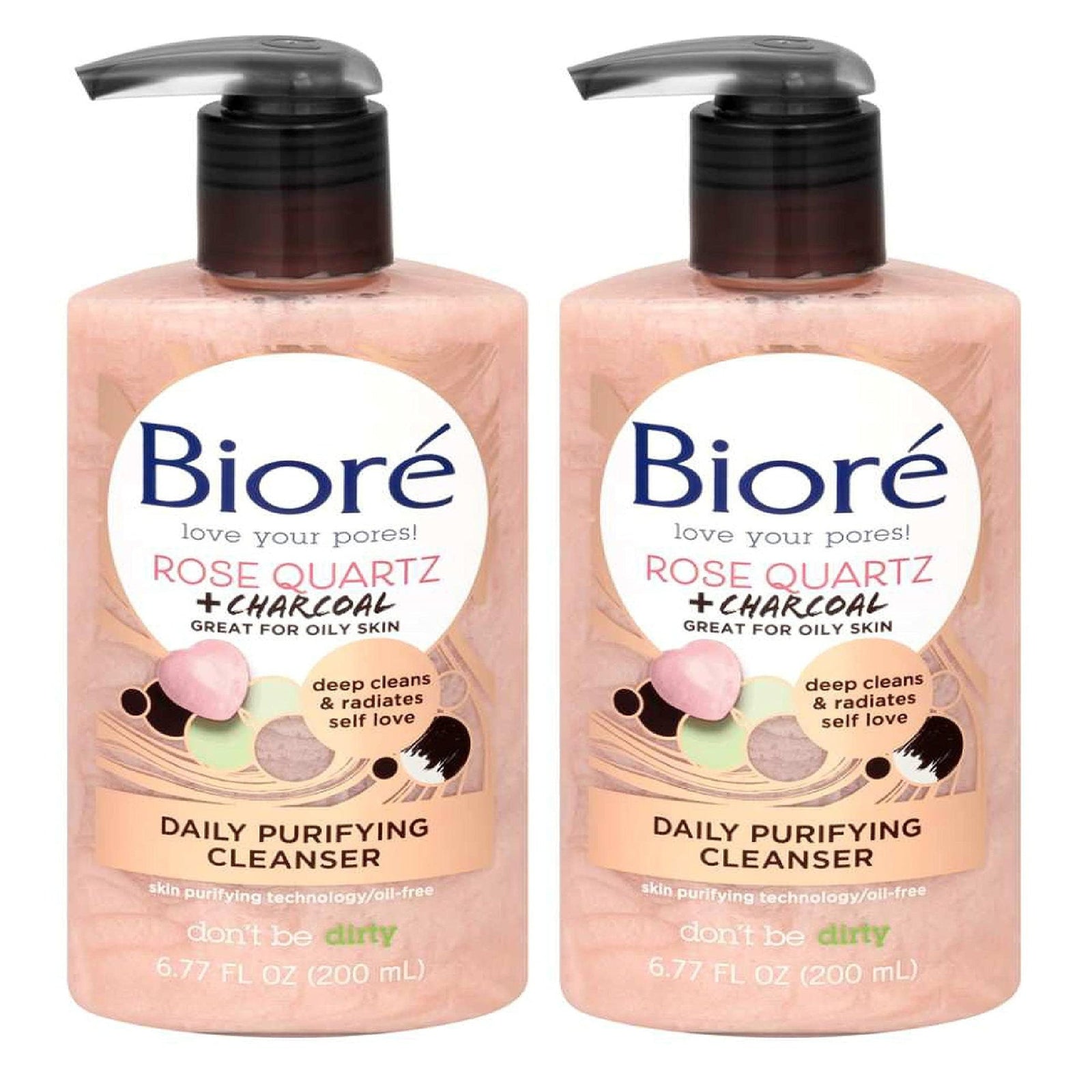 Biore Cleanser Rose Quartz + Charcoal (6.77 oz, 2 Pack)