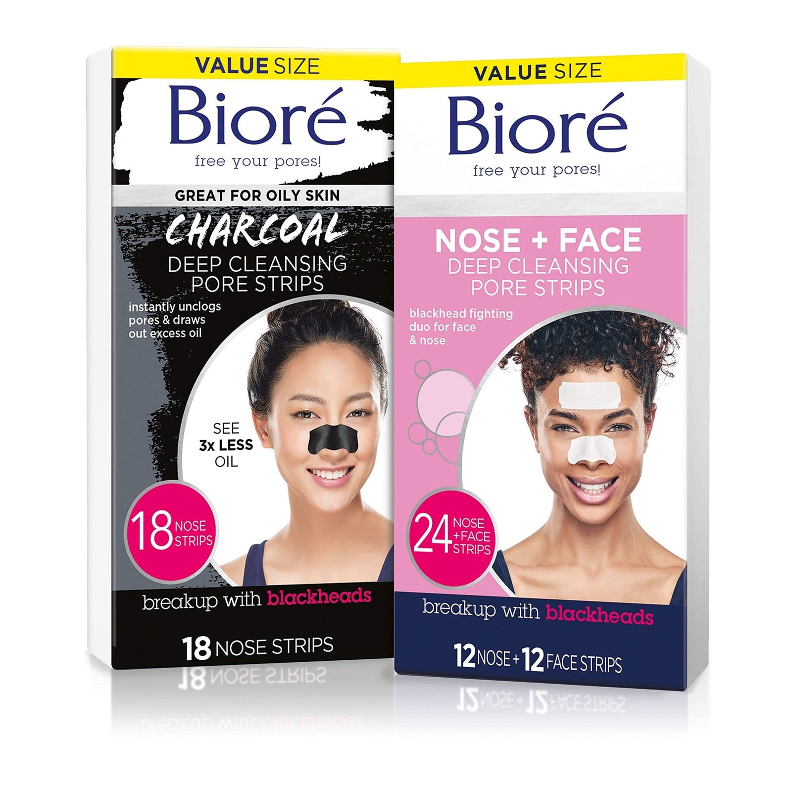 Biore Charcoal Nose+Face Pore Strips (24 Count)