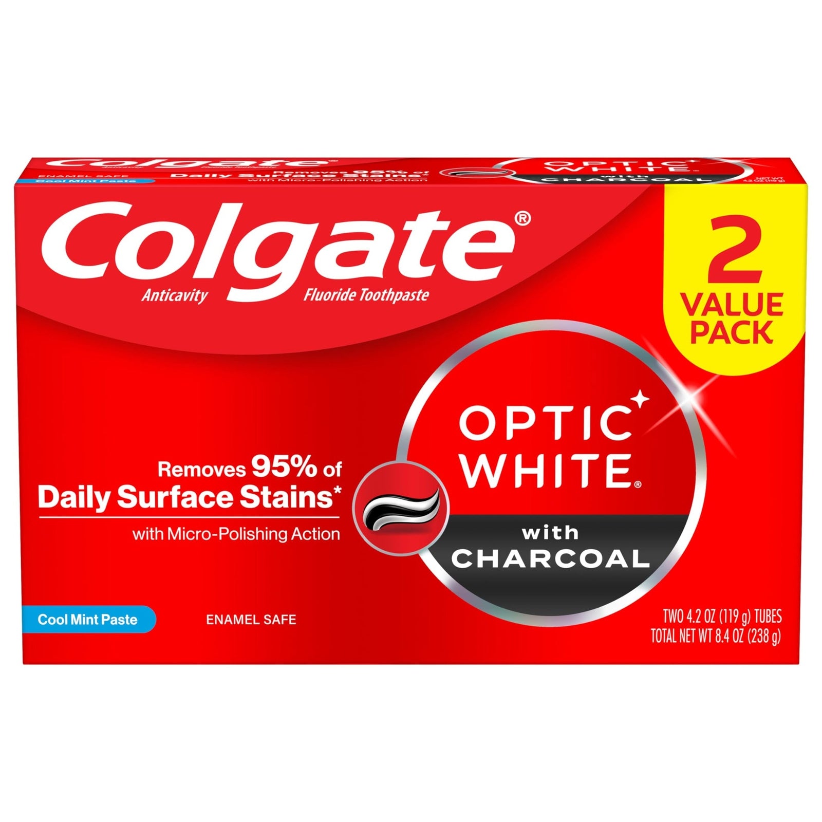 Colgate Optic White Charcoal Toothpaste (4.2 oz, 2 Pack)