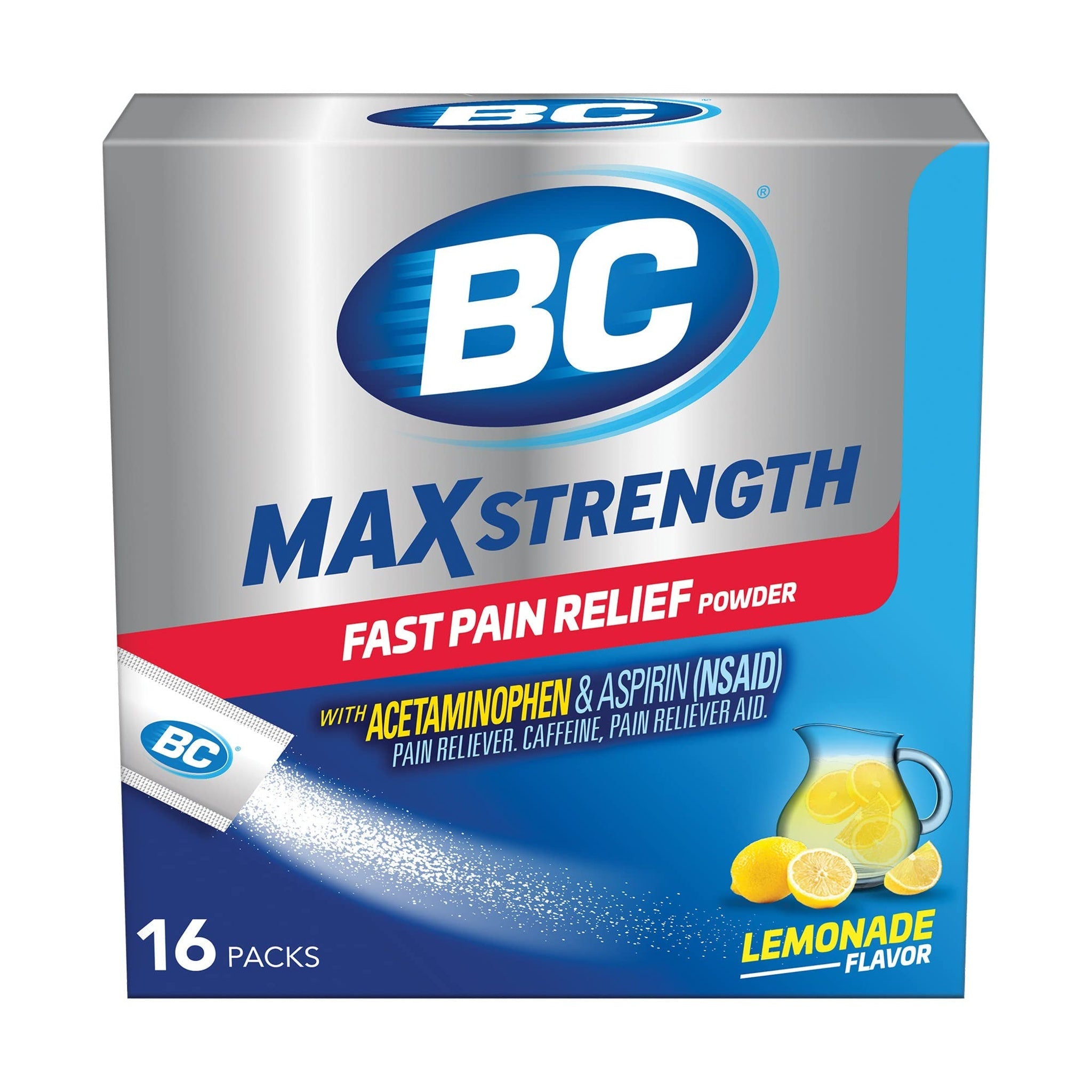 BC MAX Strength Pain Relief Powder Lemonade (16 Count)