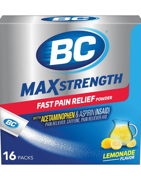 BC MAX Strength Pain Relief Powder Lemonade (16 Count)