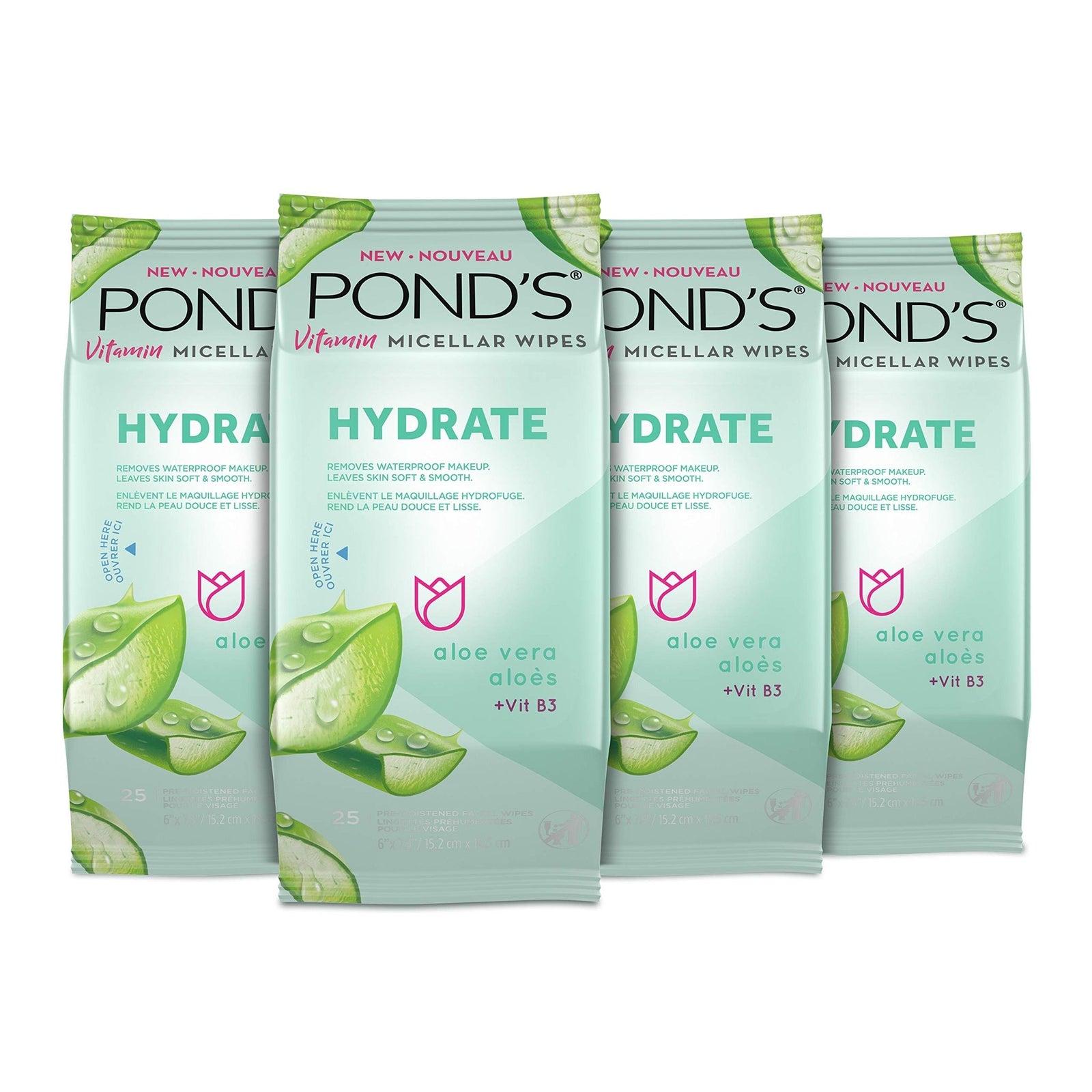 POND'S Micellar Makeup Remover Wipes Aloe (25 ct, 4-pack)