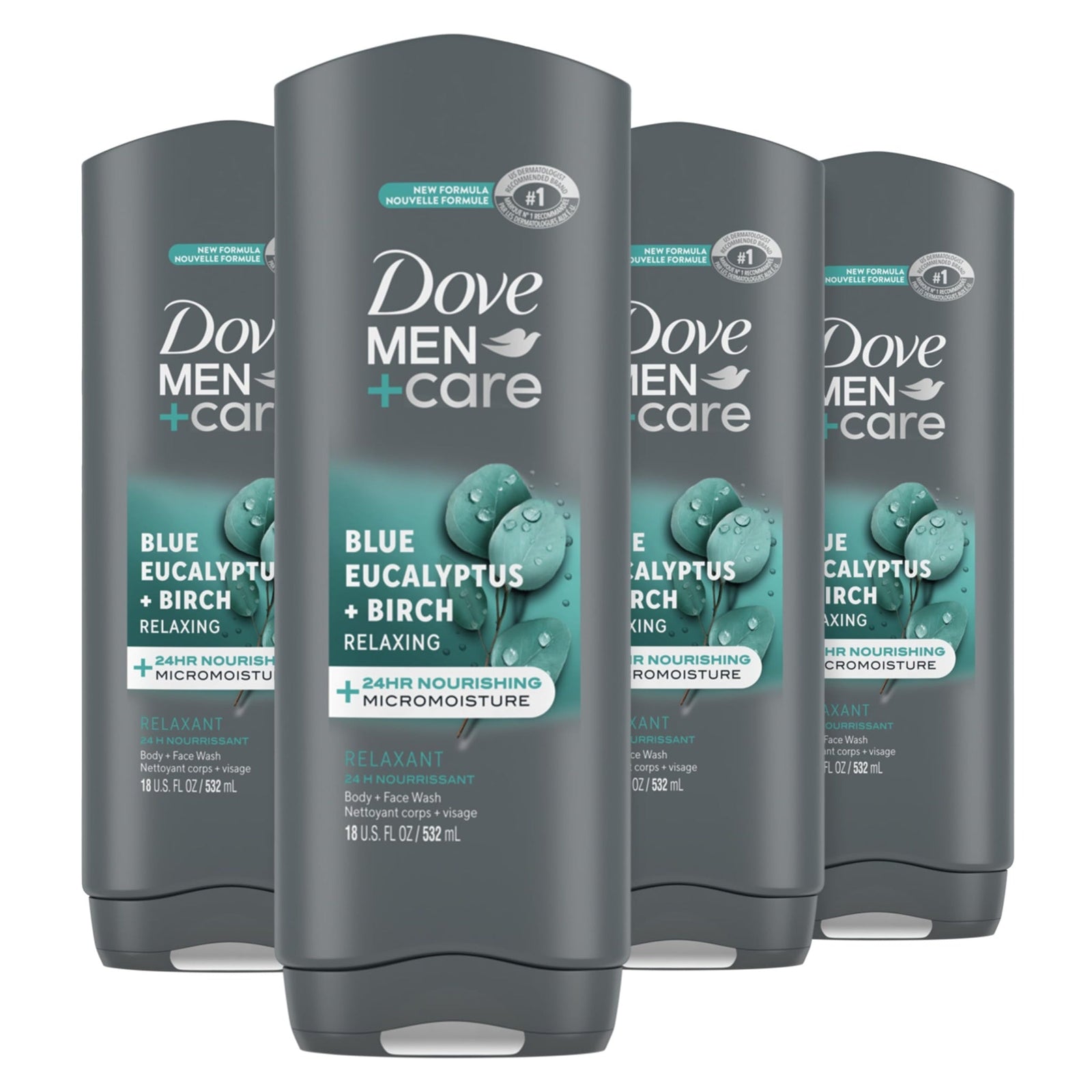 Dove Men+Care Body Wash Eucalyptus & Birch (18 oz, 4-pack)
