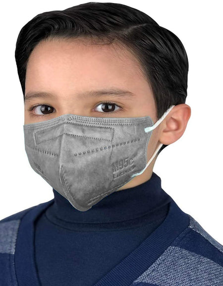 Kids 3D Face Mask Gray 5-Ply (10 ct)