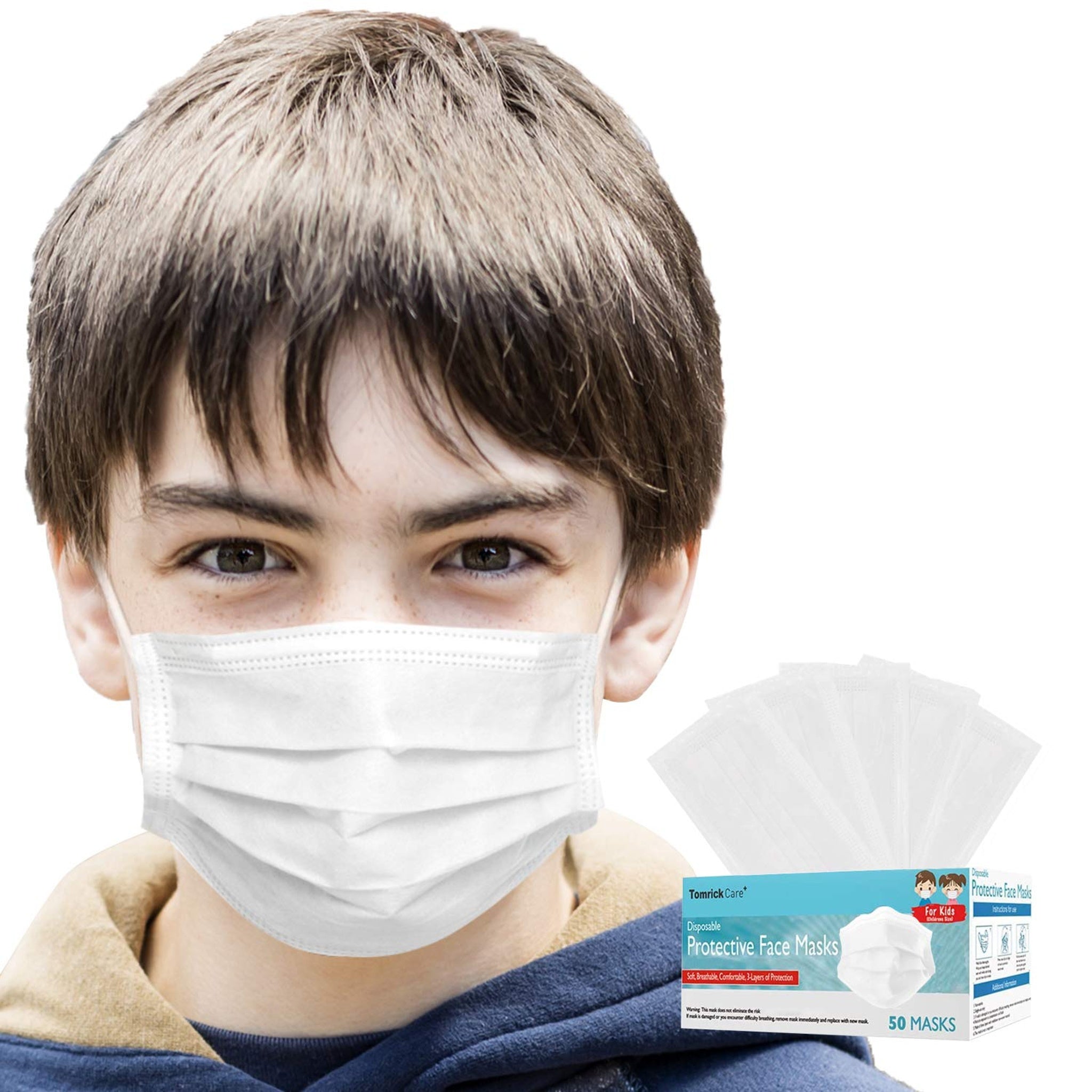 TomrickCare Kids Disposable Face Masks (50 Pack)