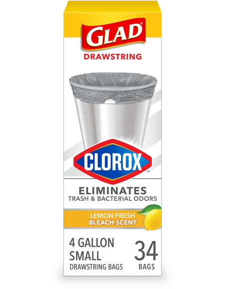 Glad Small Trash Bags Lemon Fresh (4 Gal, 34 Count)