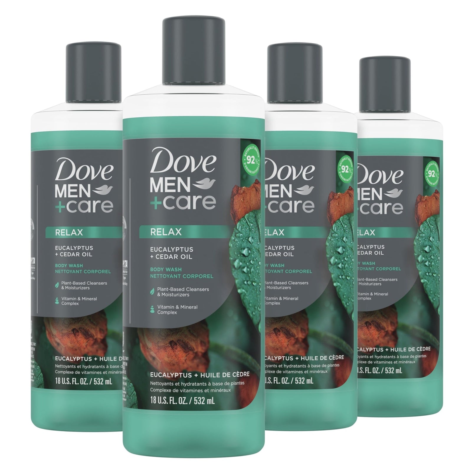 Dove Men+Care Body Wash Eucalyptus + Cedar Oil (18 oz, 4 Pack)