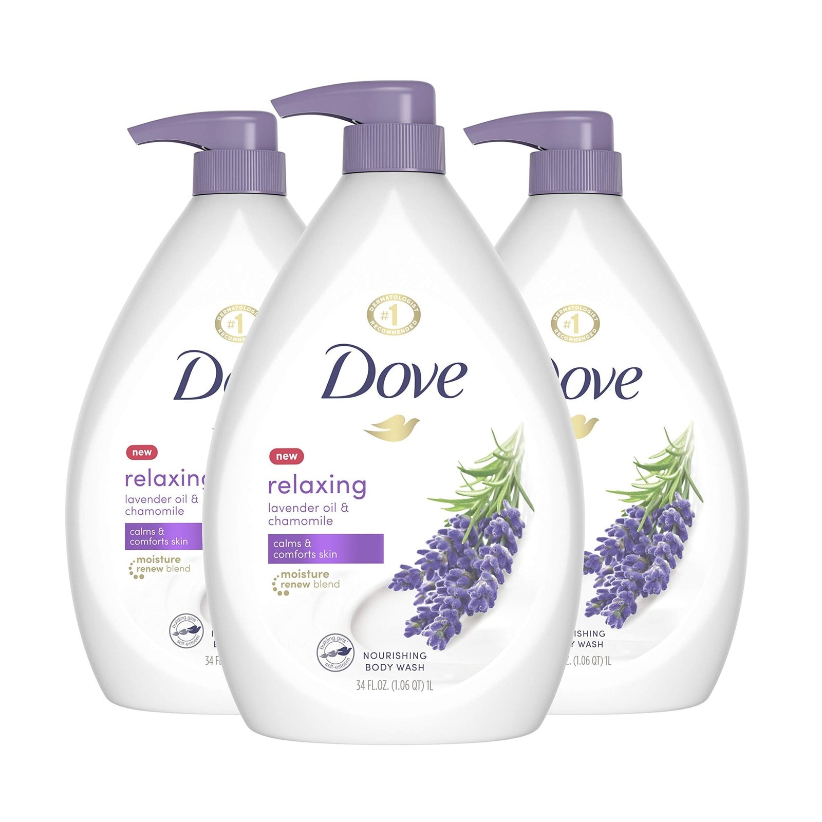 Dove Relaxing Body Wash Lavender & Chamomile (34 oz, 3 Pack)