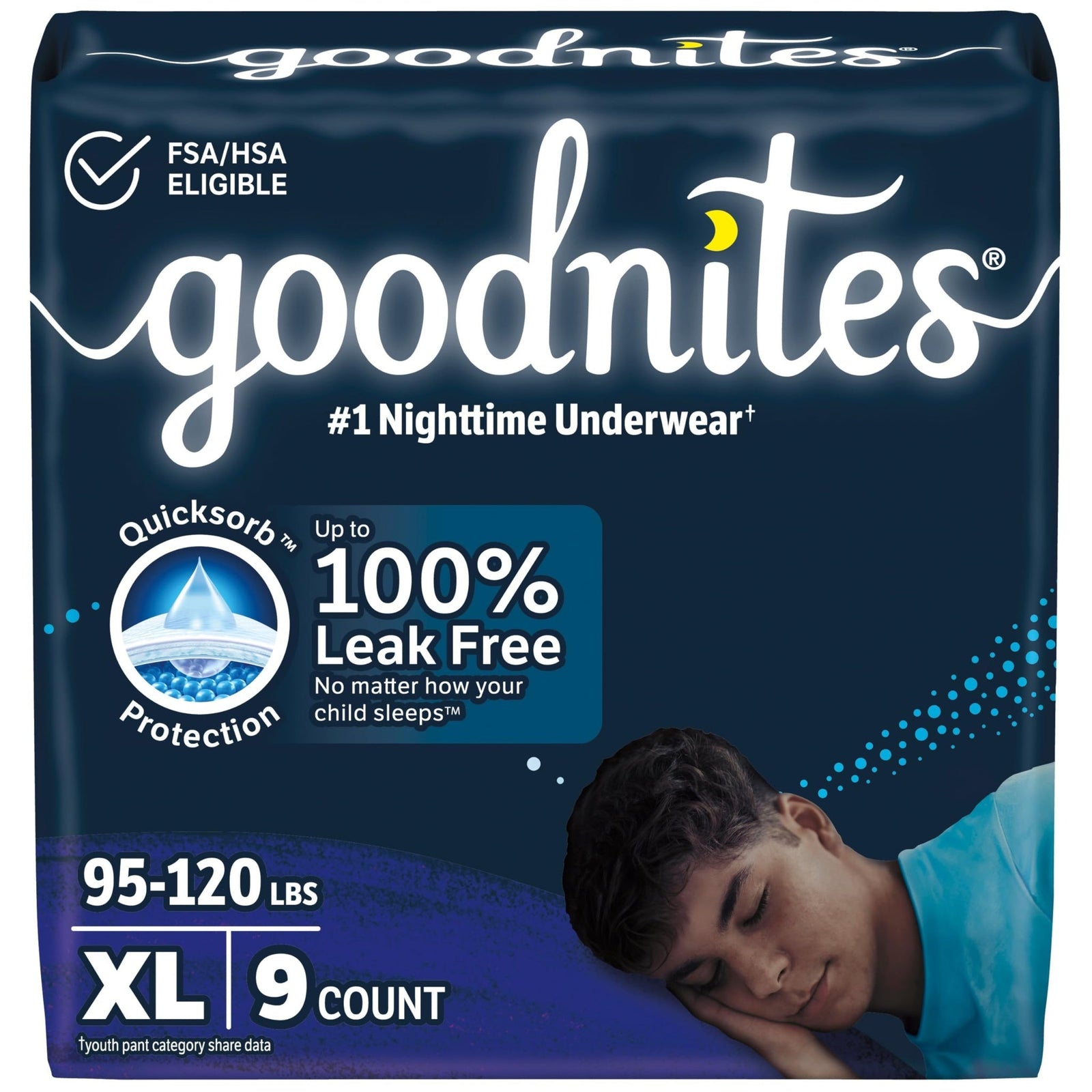 Goodnites Boys' Underwear Size XL (9 Count)
