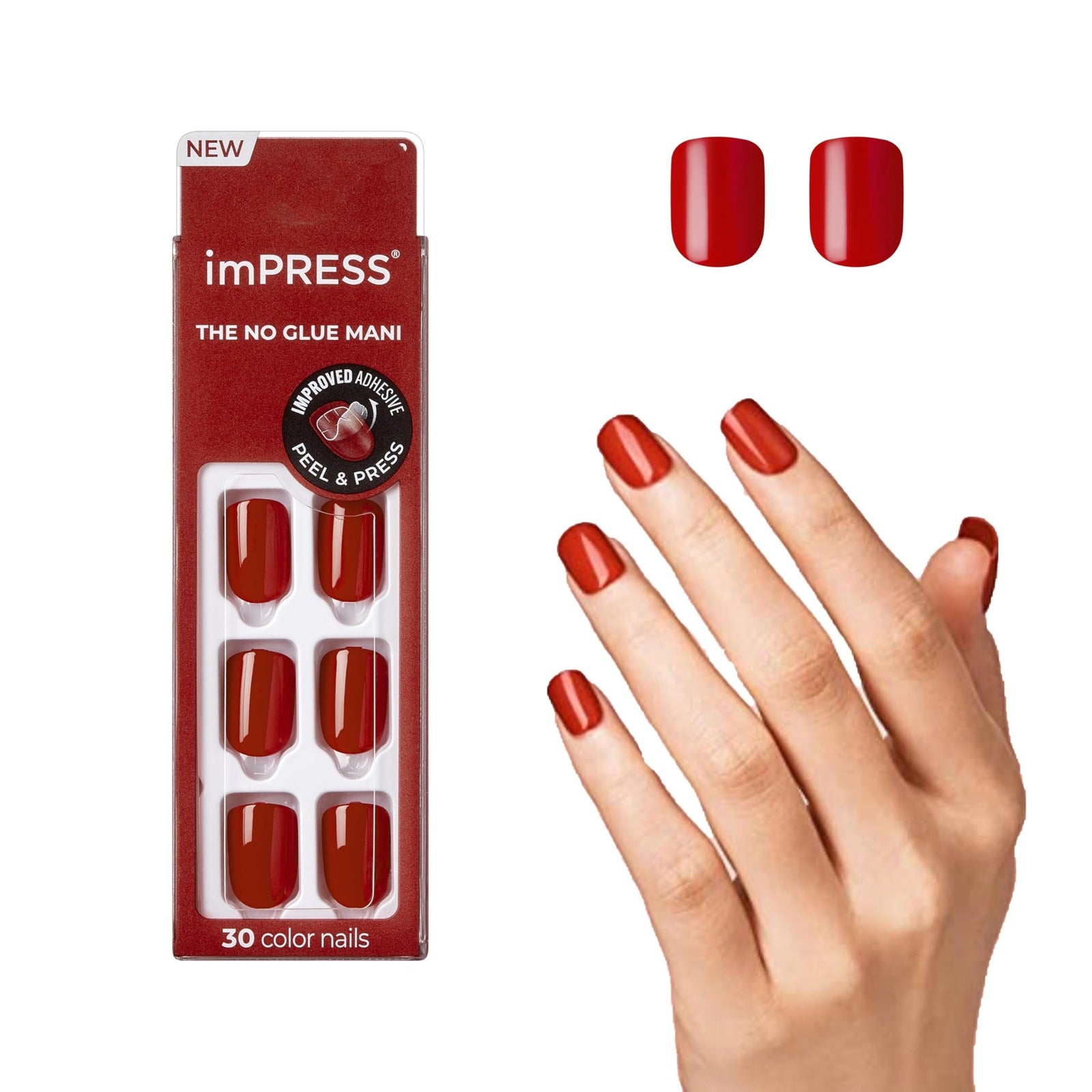 Kiss imPRESS Nails Reddy or Not Squoval (30 Nails)