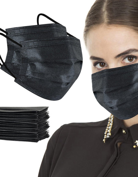 AKGK Disposable Face Masks Black (100 ct)